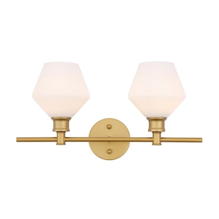 Living District Gene 2 Light Brass & Frosted White Glass Wall Sconce LD2313BR